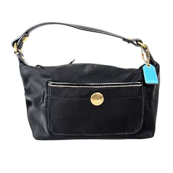 Coach Hamptons Weekend Black Nylon Small Top Handle Zip Pouch Baguette - Picture 1 of 9